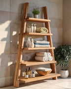 A-frame Ladder Shelf with Open Tiers, solid wood, built to order