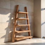 A-frame Ladder Shelf with Open Tiers, solid wood, built to order