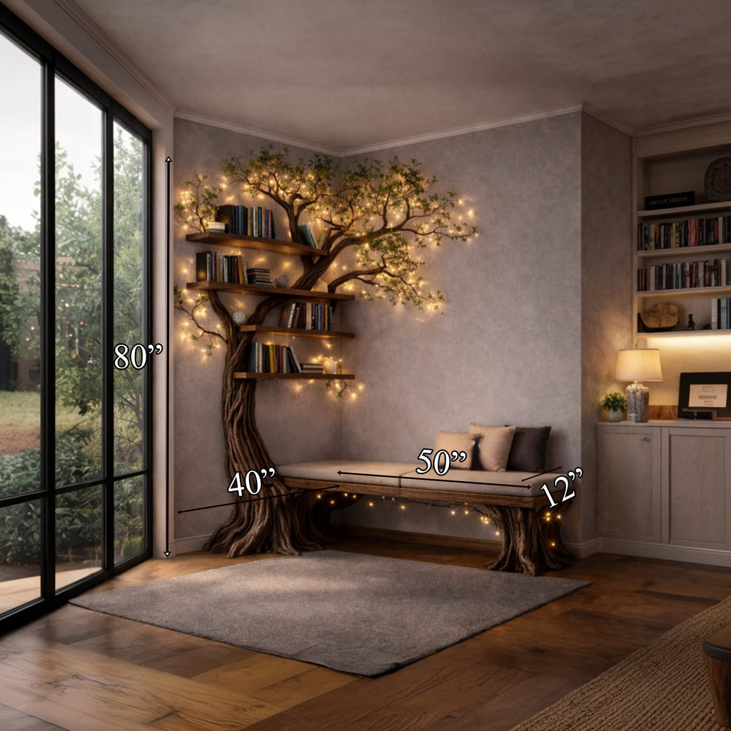 Handcrafted Tree Storage Bench Living Room Interior Architectural Decor, solid wood, built to order