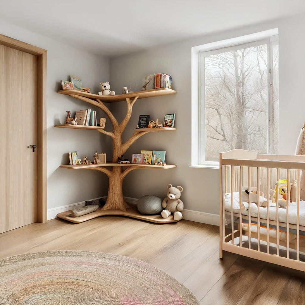 Kids Custom Tree Bookcase Decor Home Birthday Gift, solid wood, built to order
