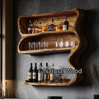 Customizable Wood Wine Bar Shelf, solid wood, built to order