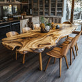 Farmhouse Curved Edge Dining Table for Family Dinners, solid wood, built to order