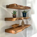 Corner Wall Shelf Long Floating Shelf, solid wood, built to order