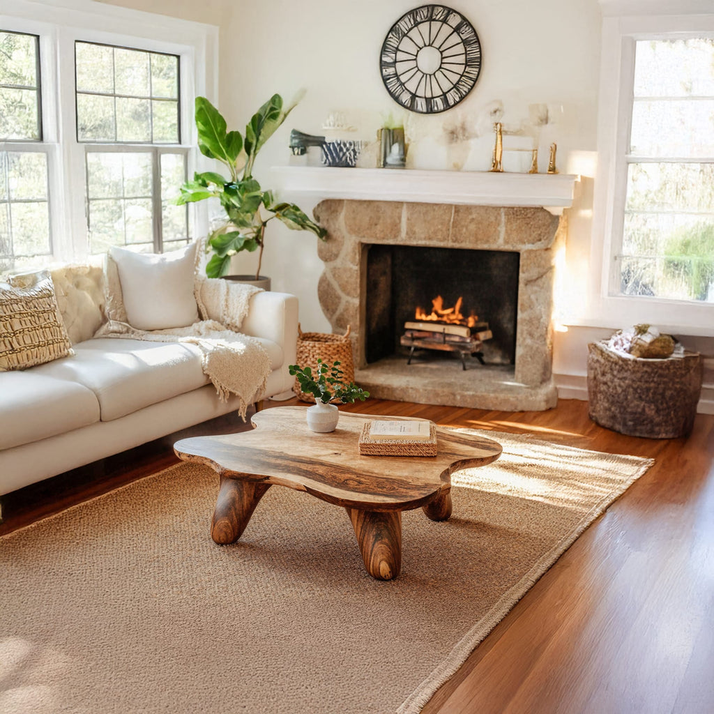 Curved Wood Coffee Table Low Coffee Table, solid wood, built to order