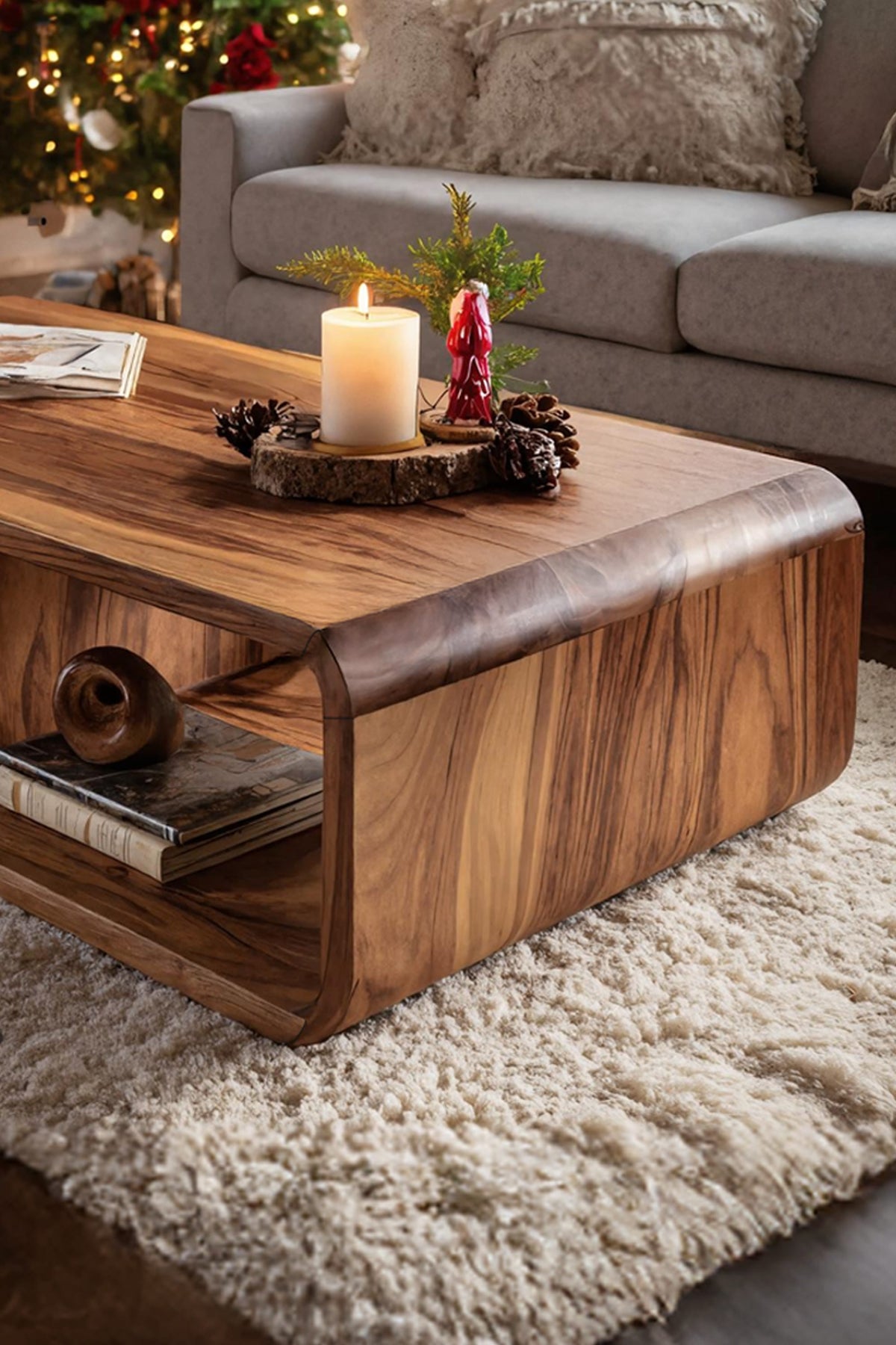 Live Edge Accent Modern Coffee Table