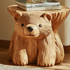 Rustic Bear End Table Side Table, solid wood, built to order