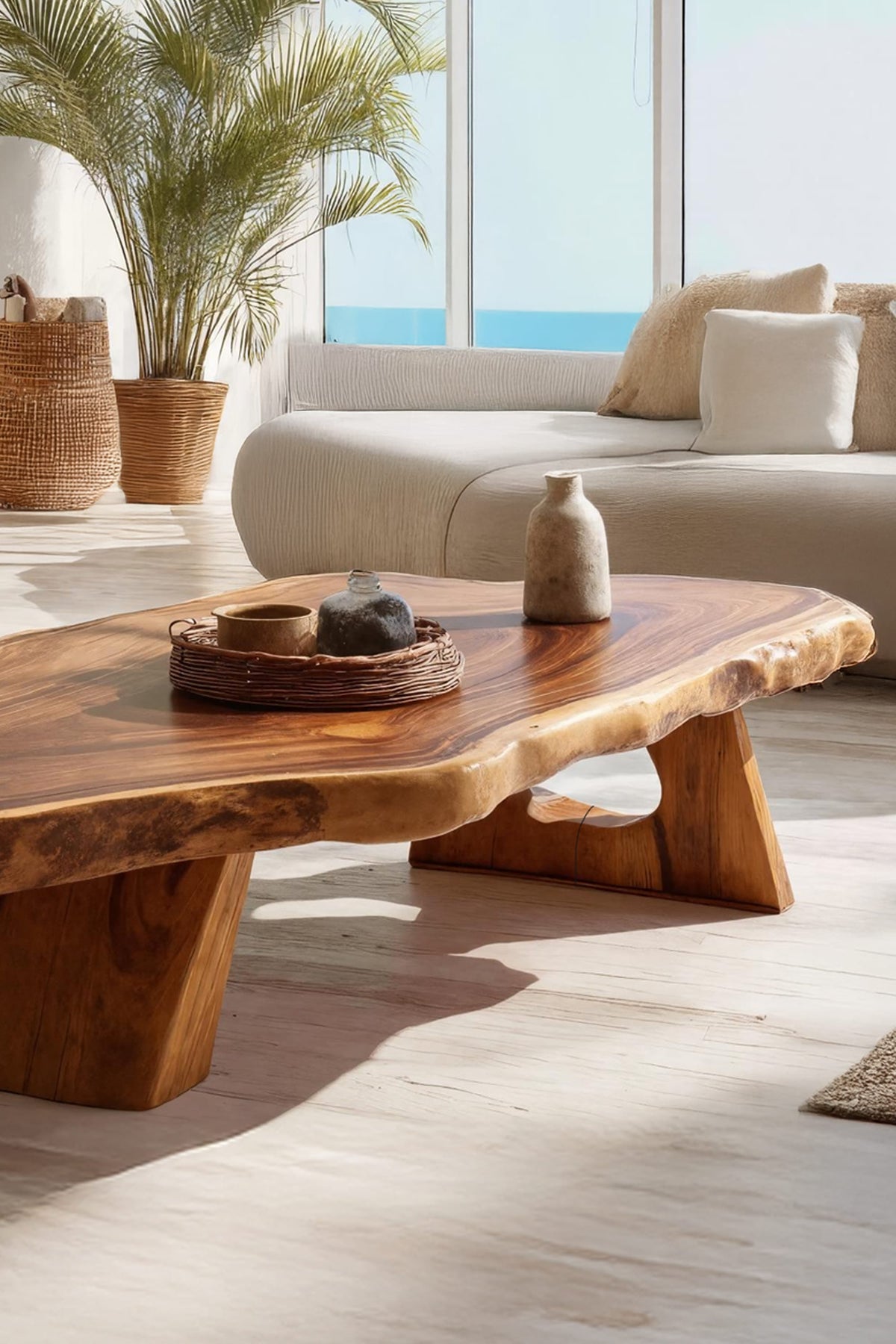 Live Edge Trunk Modern Coffee Table