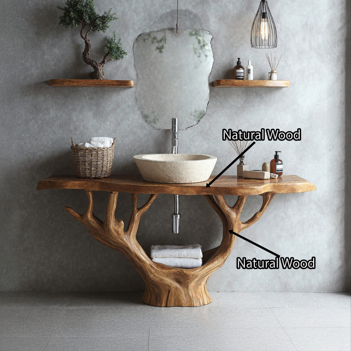 Minimalist Floating Vanity Design, solid wood, built to order
