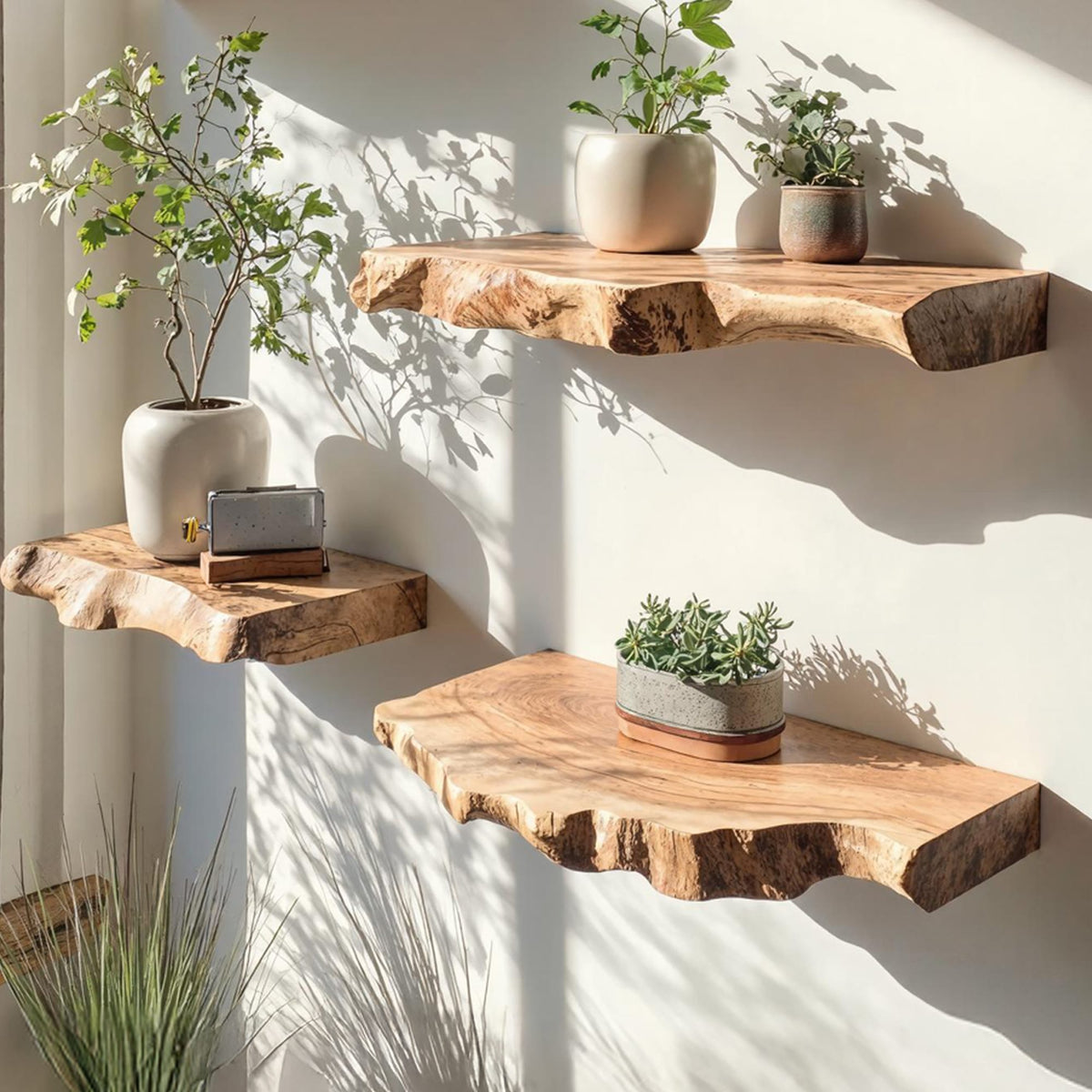 Live Edge Duty Solid Floating Shelf