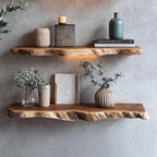 Live Edge Solid Storage Floating Shelf