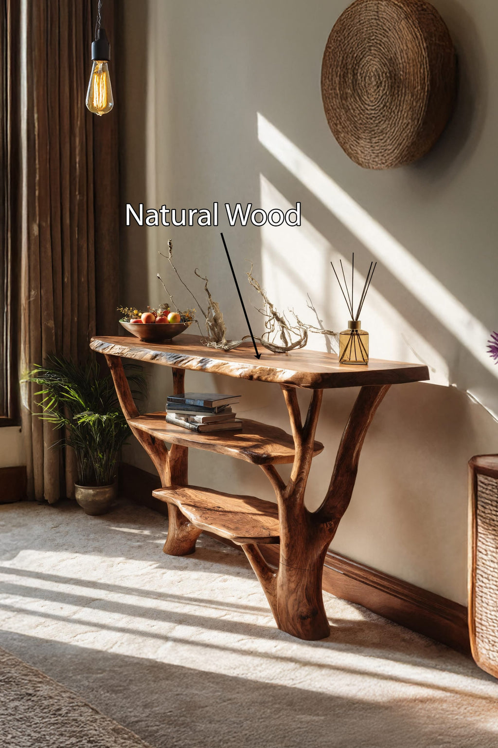 Live Edge Solid Slab Console Table