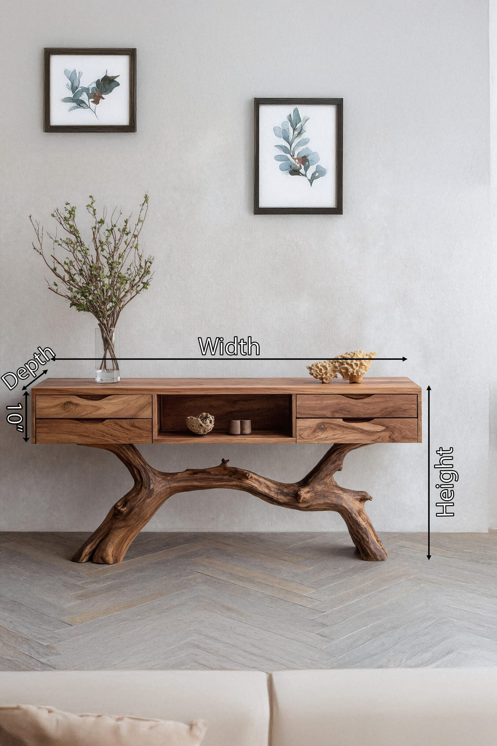 Live Edge Sofa Modern Console Table