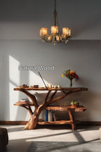 Live Edge Solid Accent Console Table