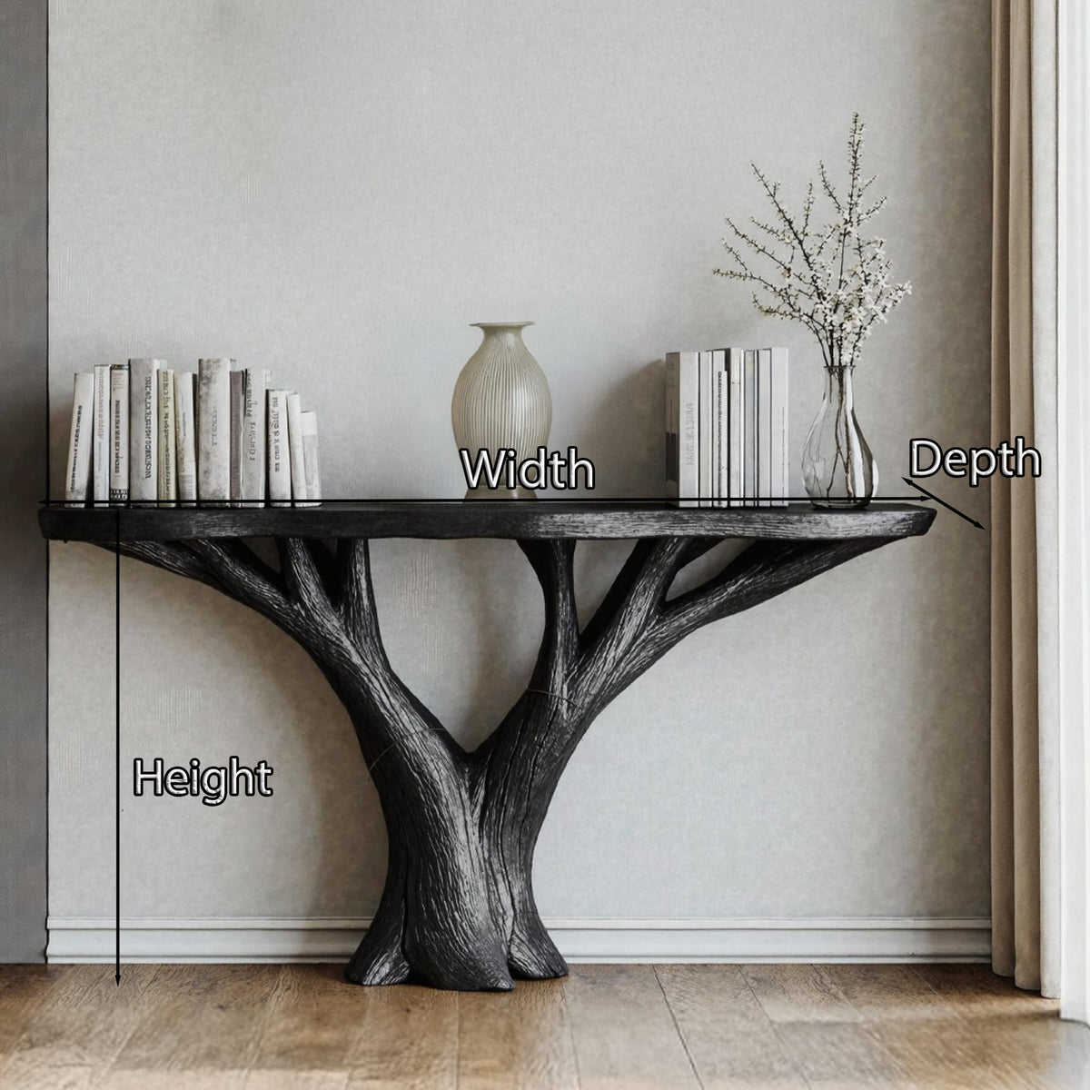 Practical Wood Console Table, solid wood, built to order