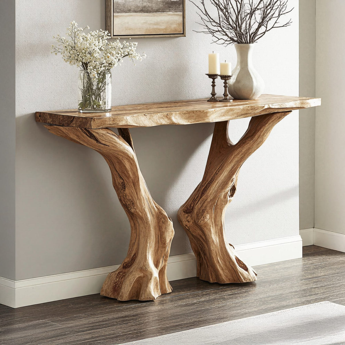 Live Edge Rustic Console Table, solid wood, built to order
