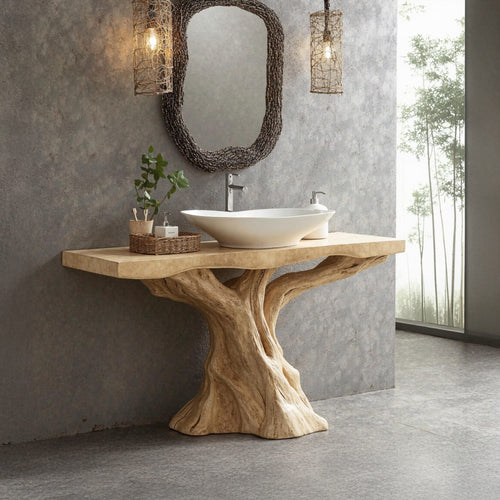 Mid-century Wood Bathroom Vanity, solid wood, built to order