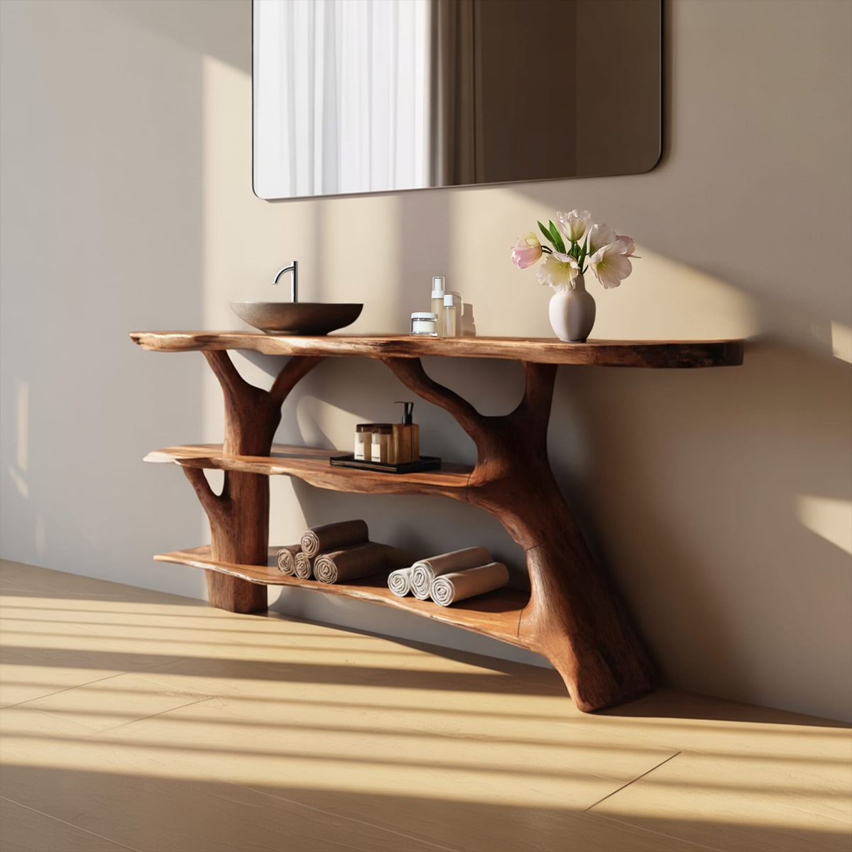 Live Edge Solid Trunk Vanity