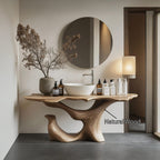 Mid Century Live Edge Vanity, solid wood, built to order