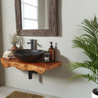 Floating Edge Bathroom Wood Shelf, solid wood, built to order