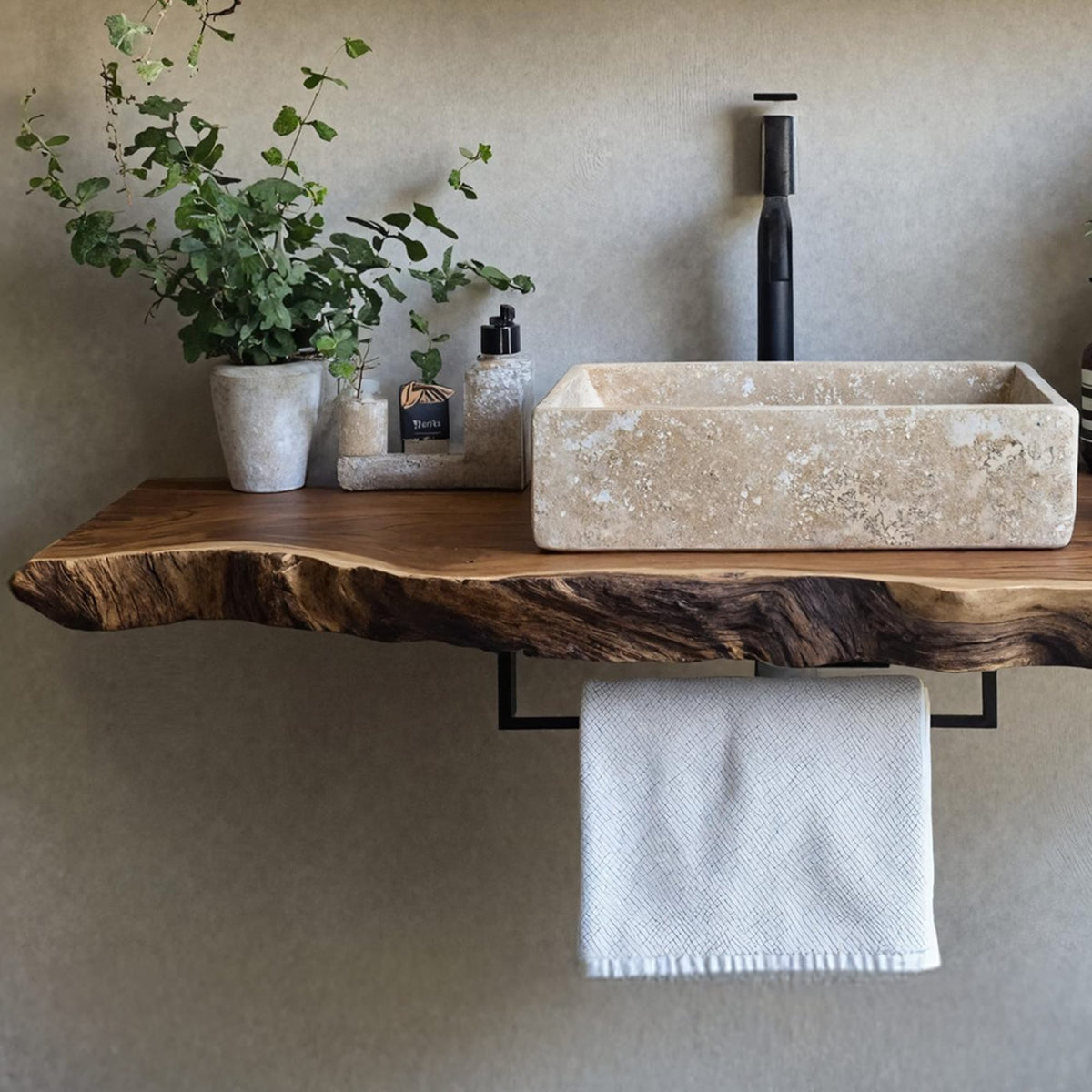 Handcrafted Live Edge Vanity, solid wood, built to order