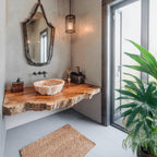 Compact Rustic Bathroom Floating Shelf with Stylish Design, solid wood, built to order