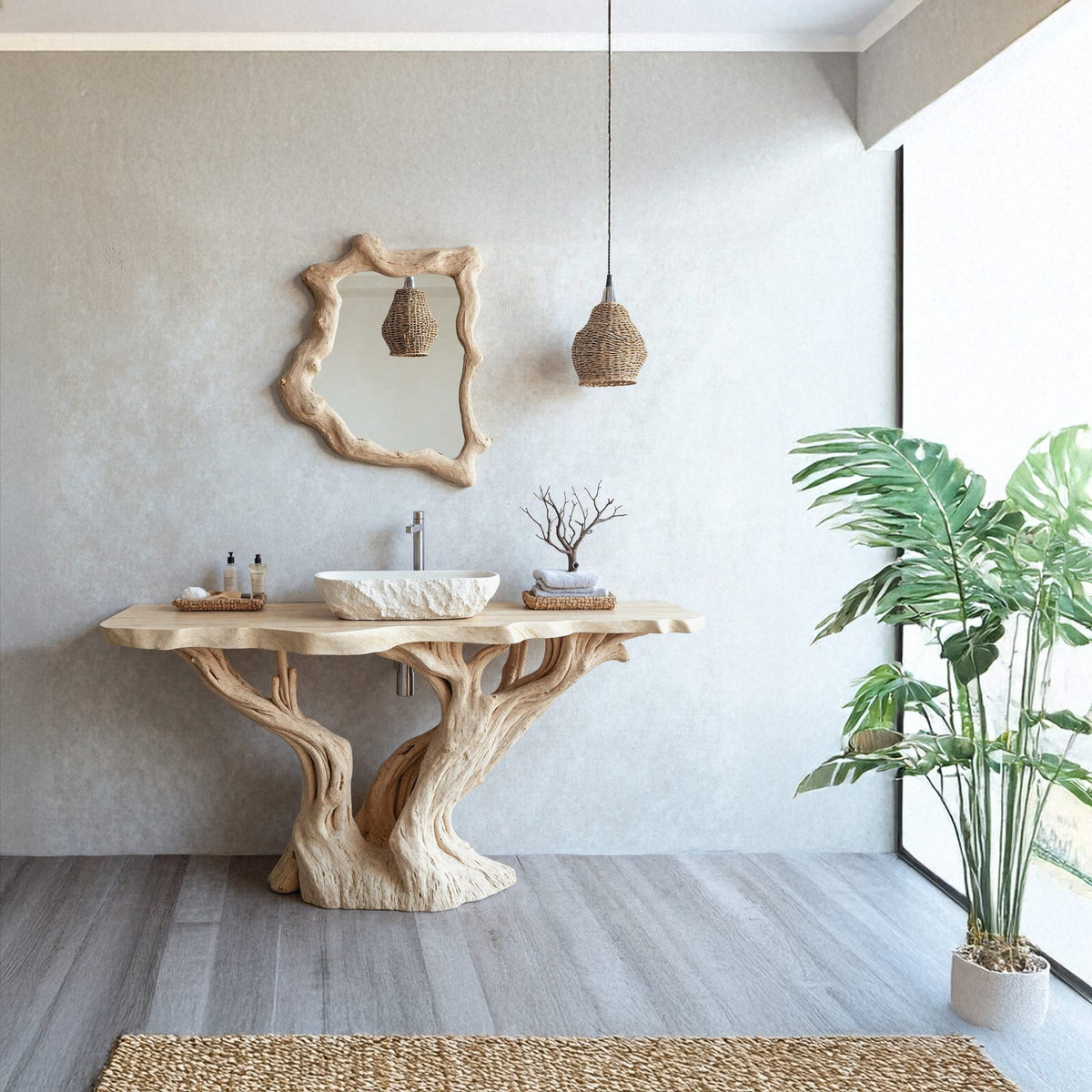Handcrafted Bathroom Vanity with Finish, solid wood, built to order
