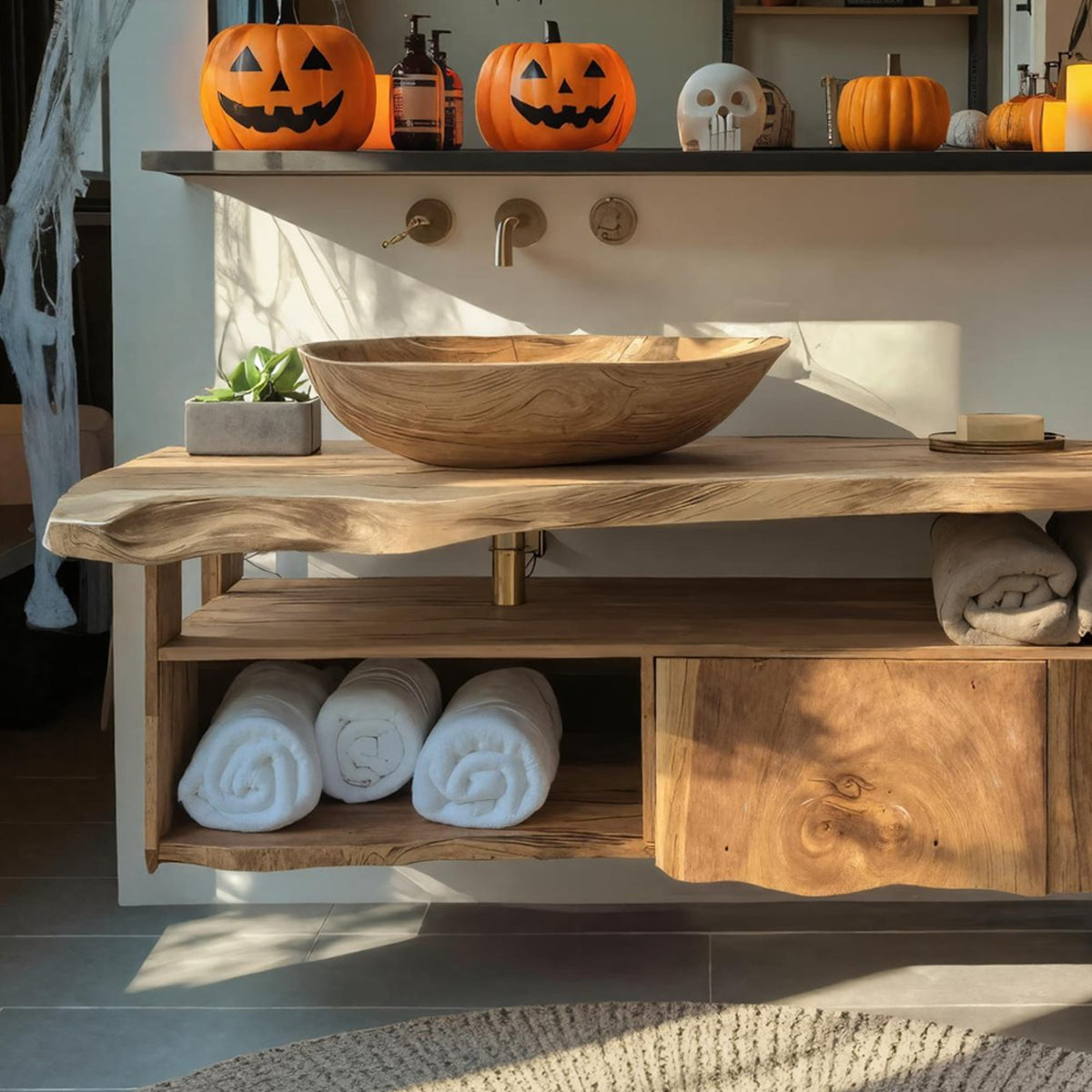 Live Edge Floating Bath Shelf