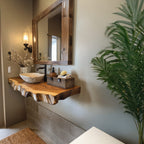 Floating Edge Bathroom Shelf, solid wood, built to order