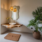 Handcrafted Bathroom Floating Shelf with Finish, solid wood, built to order