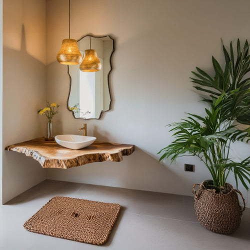 Handcrafted Bathroom Floating Shelf with Finish, solid wood, built to order