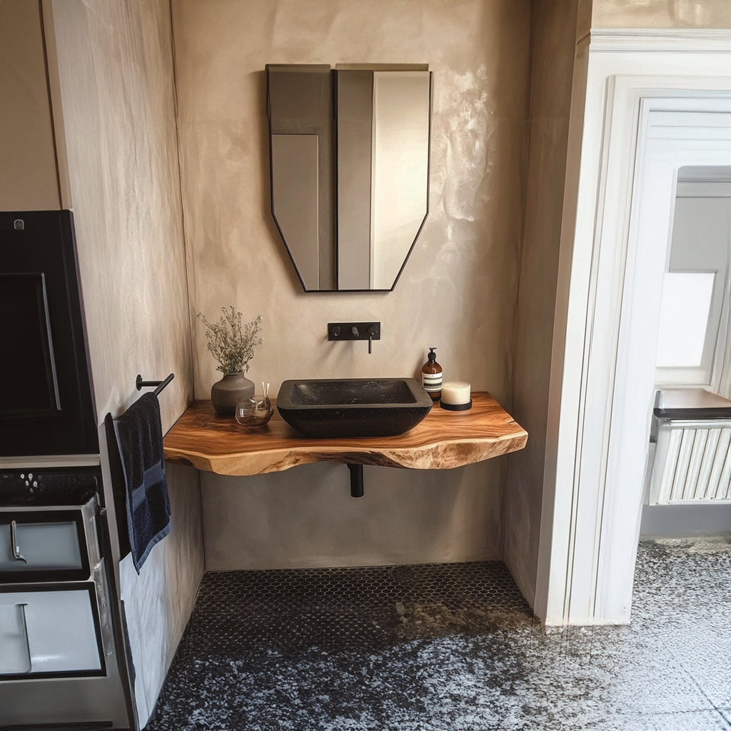 Midcentury Bathroom Vanity Floating Hallway, solid wood, built to order