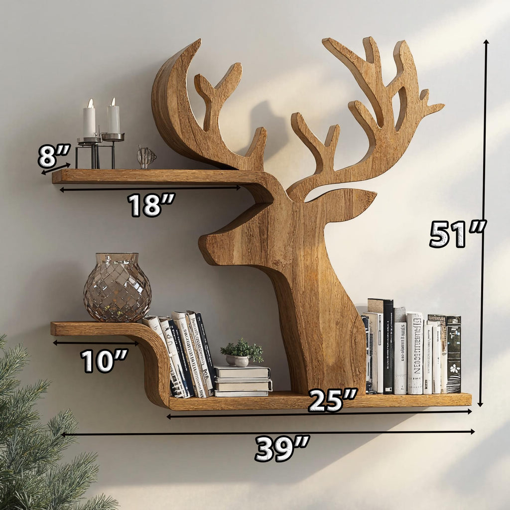 Decorative Wooden Deer Shelf, solid wood, built to order