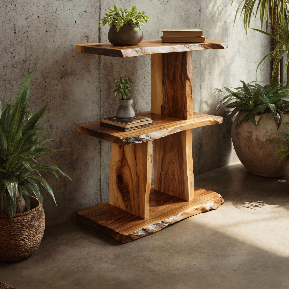 Live Edge Multi-tier Wall Shelf