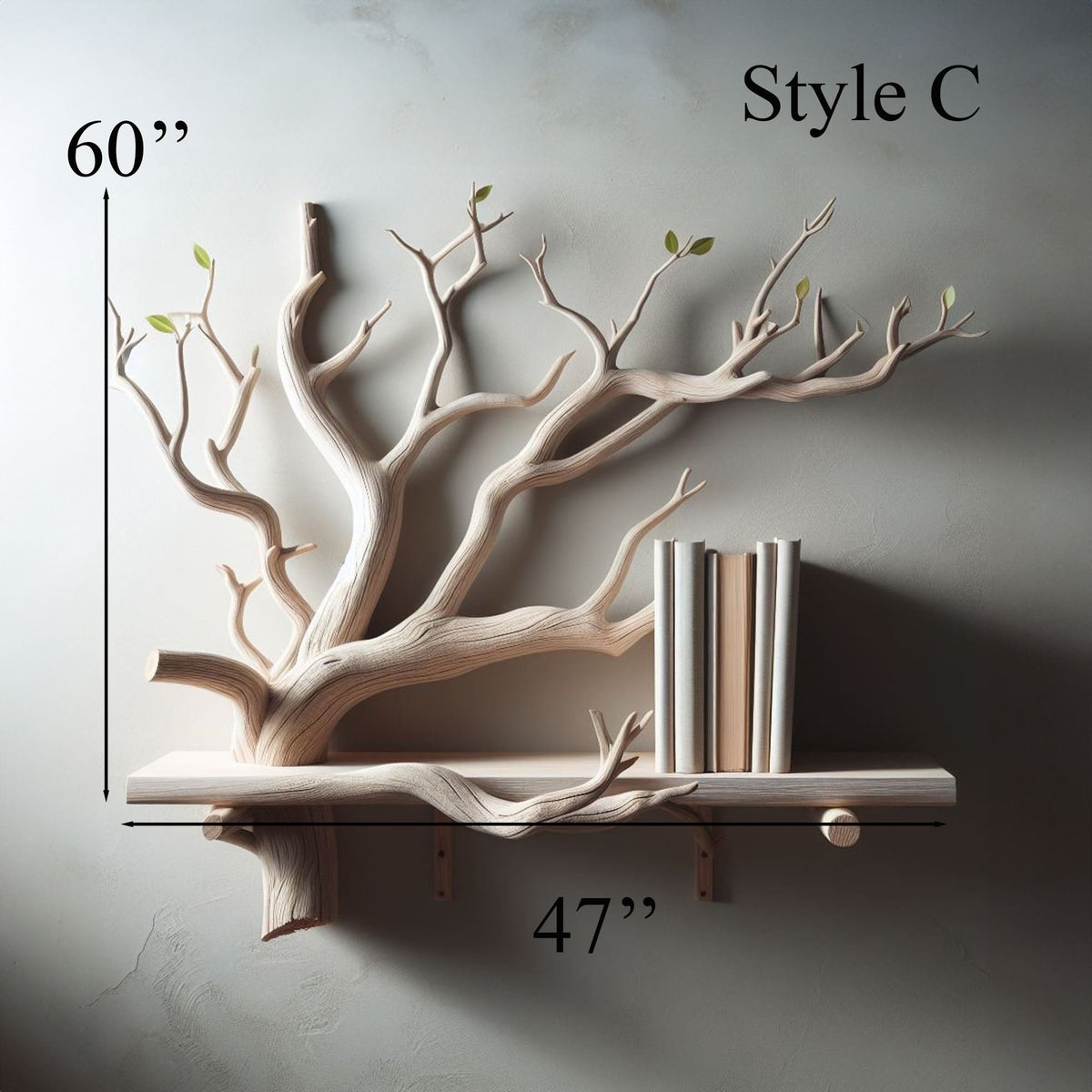 Artistic Tree Branch Floating Shelf Driftwood Art Decor, solid wood, built to order