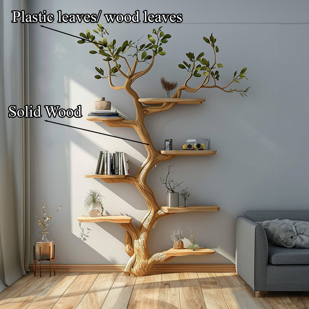 Artistic Wild Mulberry Tree Bookshelf Wall Decor, solid wood, built to order