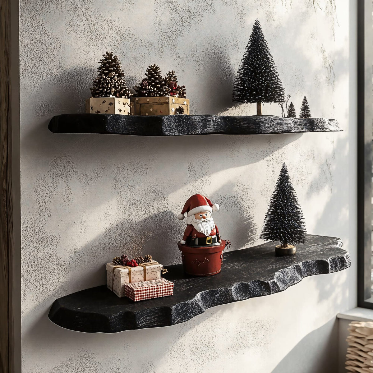 Black Floating Shelf Live Edge Floating Shelf Plans, solid wood, built to order