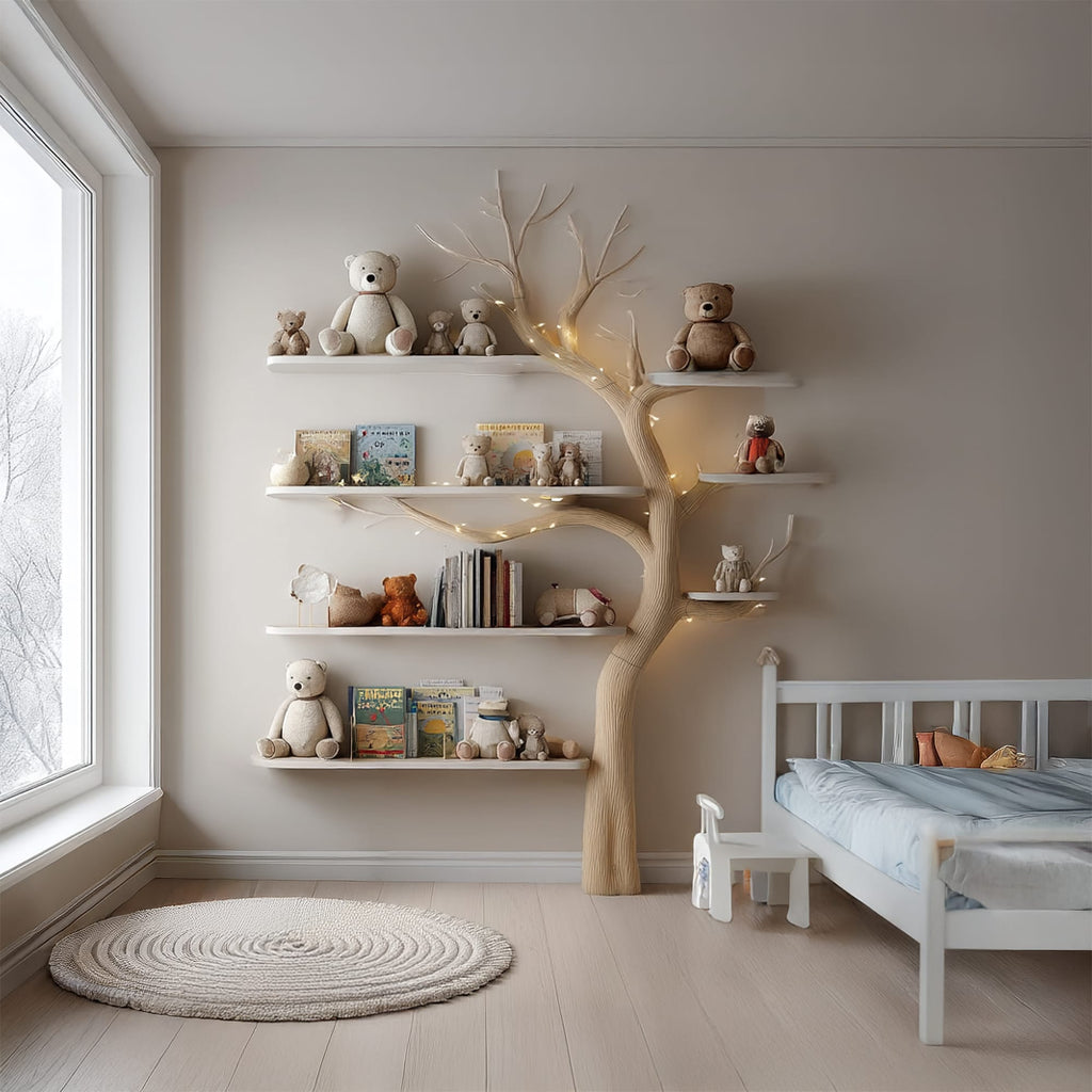 Midcentury Tree Bookshelf Nursery Kids Room, solid wood, built to order