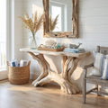 Coastal Organic Console Table Living Room and Entryway, solid wood, built to order