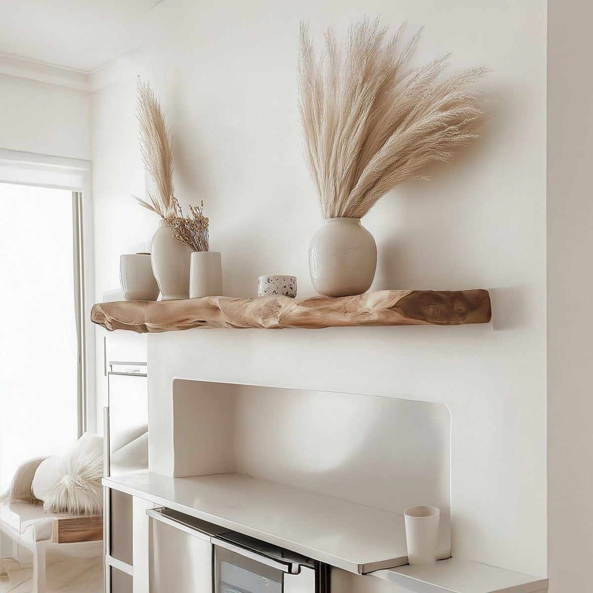 Live Edge Wood Floating Shelf, Boho, solid wood, built to order