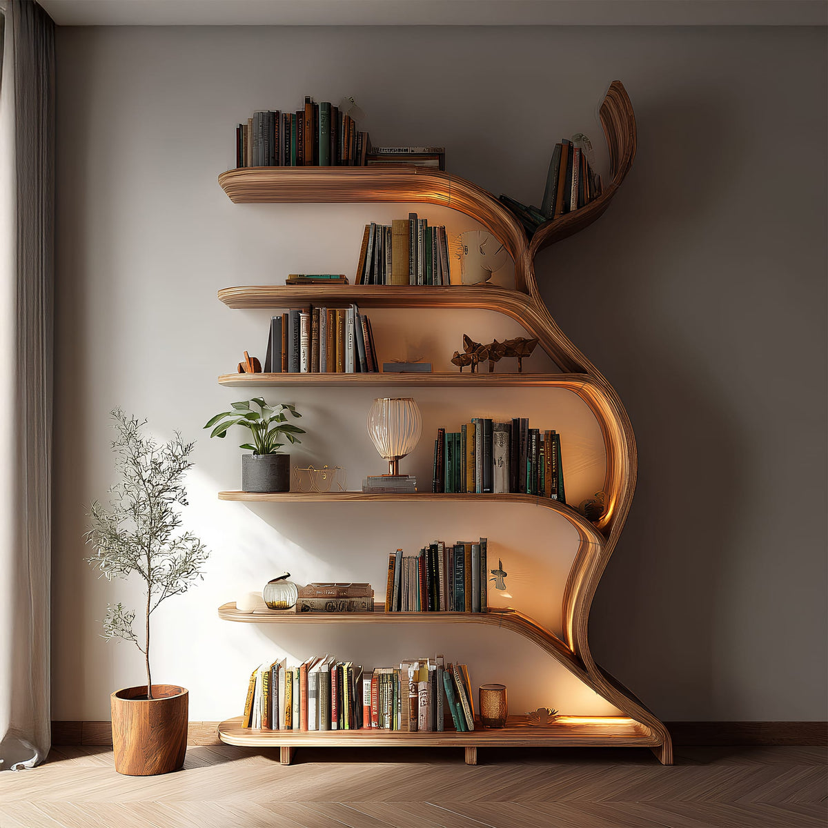 Tree Branch Bookshelf Solid Wall Gift, solid wood, built to order