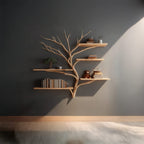 Midcentury Tree Bookshelf Study Room, solid wood, built to order