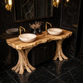 Organic Solid Bathroom Vanity Tree Base Statement Design, solid wood, built to order
