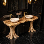 Organic Solid Bathroom Vanity Tree Base Statement Design, solid wood, built to order