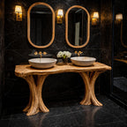 Live Edge Solid Bathroom Vanity Organic Sculptural Base, solid wood, built to order