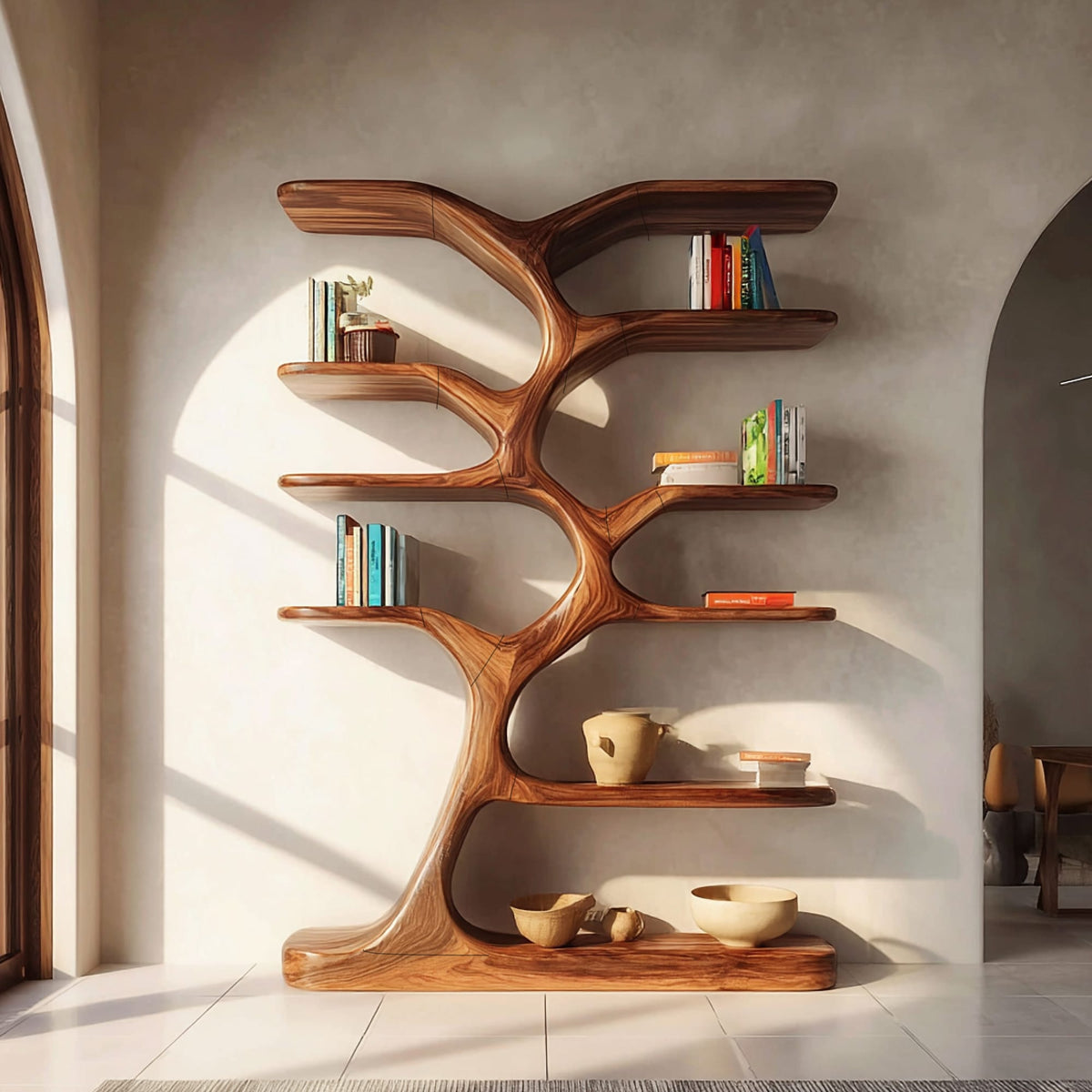 Entryway Bookshelf Natural Decor Gift, solid wood, built to order