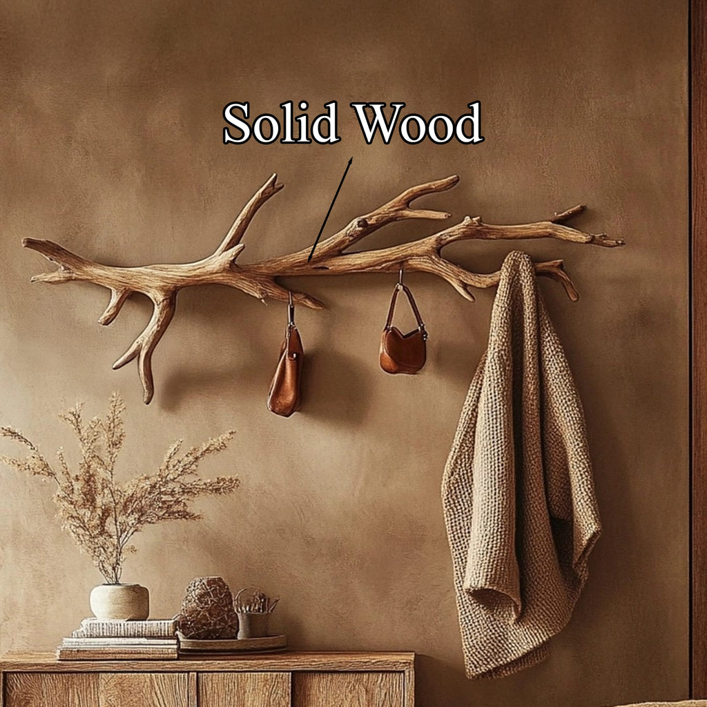 Wall Mounted Shelf Hanging Clothes with Hooks, solid wood, built to order