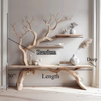 Farmhouse Console Table with Tree Branch Bookshelf, solid wood, built to order