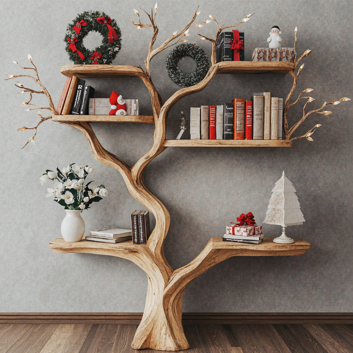 Tree Bookshelf Decor Driftwood Shelf Floating Bookshelf, solid wood, built to order