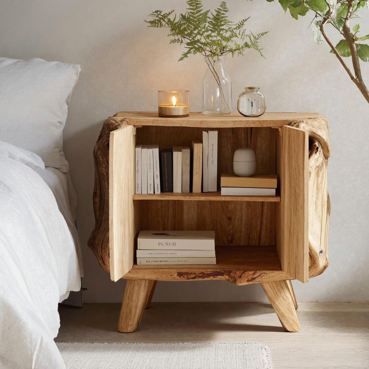 Farmhouse Live Edge Nightstand, solid wood, built to order