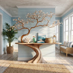 Midcentury Tree Console Table Entryway, solid wood, built to order